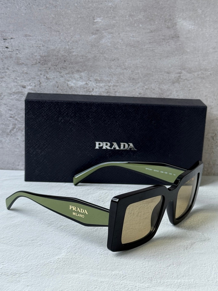 Prada PR D01S Square Sunglasses in Black Yellow