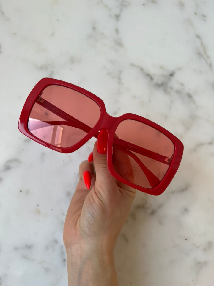 Gucci GG0567SAN Red Square Sunglasses