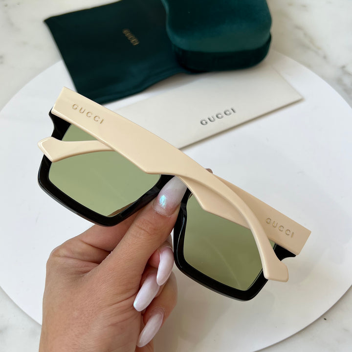 Gucci GG0962S Flat Top Oversized Sunglasses in Black Green