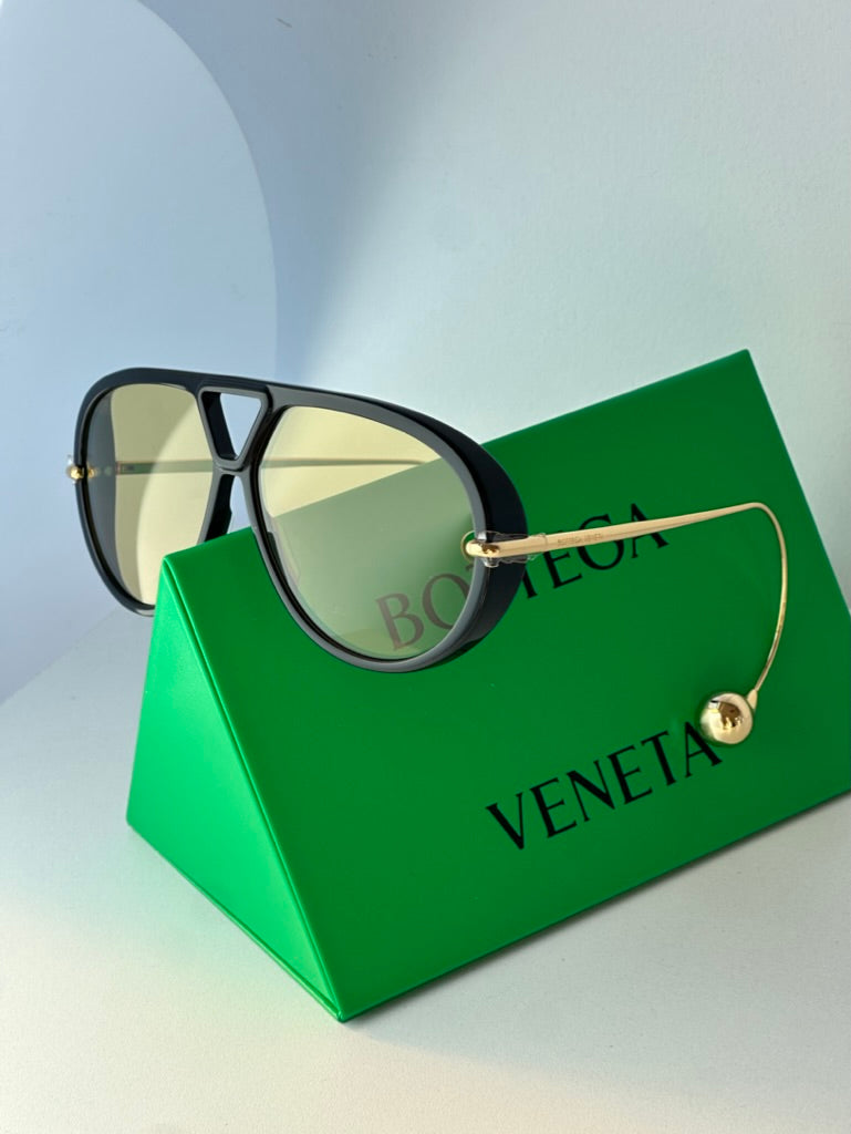 Bottega Veneta BV1273S Drop Earring Aviator Sunglasses in Black