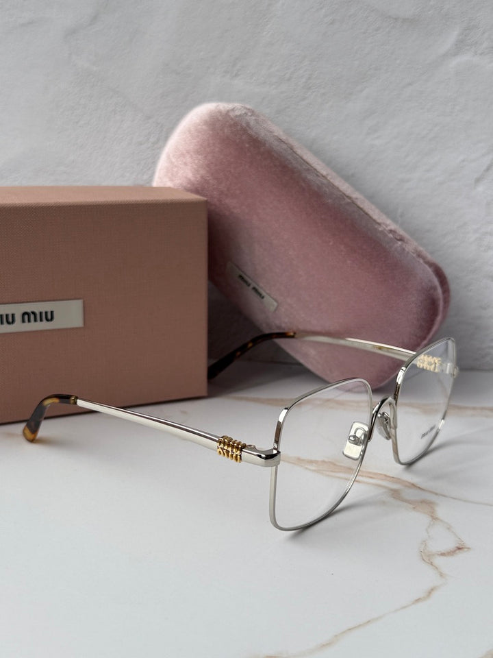 Miu Miu MU51YV Silver Oversized Square Eyeglasses Frames