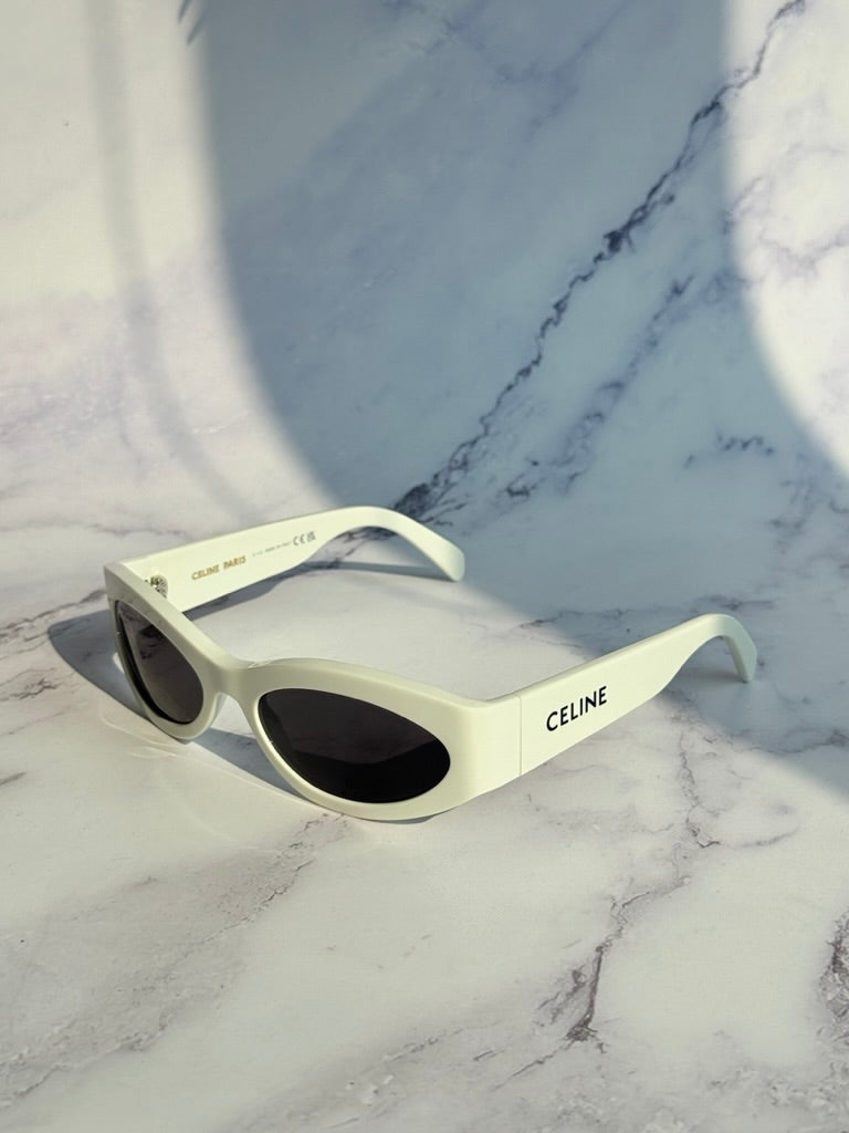 Celine CL40288I Monochroms White Cat Eye Sunglasses – Designer