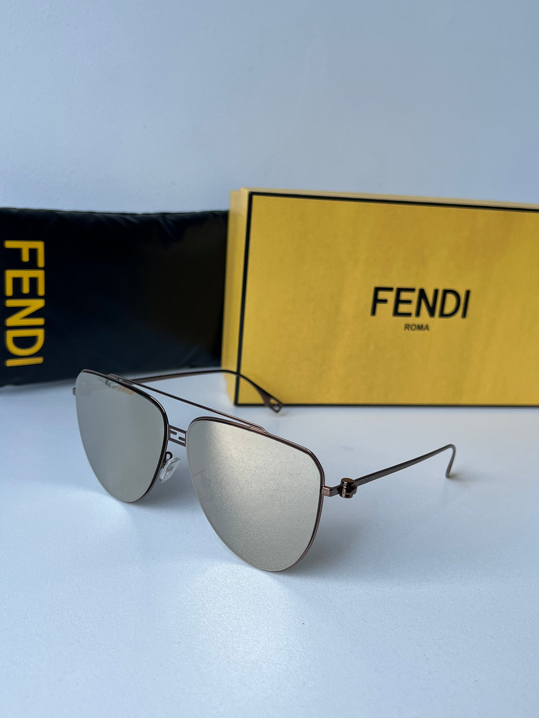 Fendi Baguette FE40122U Aviator Sunglasses in Bronze Mirror Designer Daydream