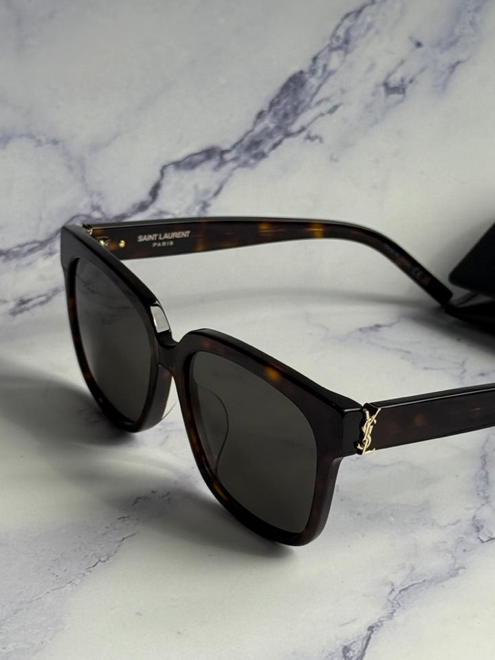 Saint Laurent SLM40/FN Square Sunglasses in Havana Brown