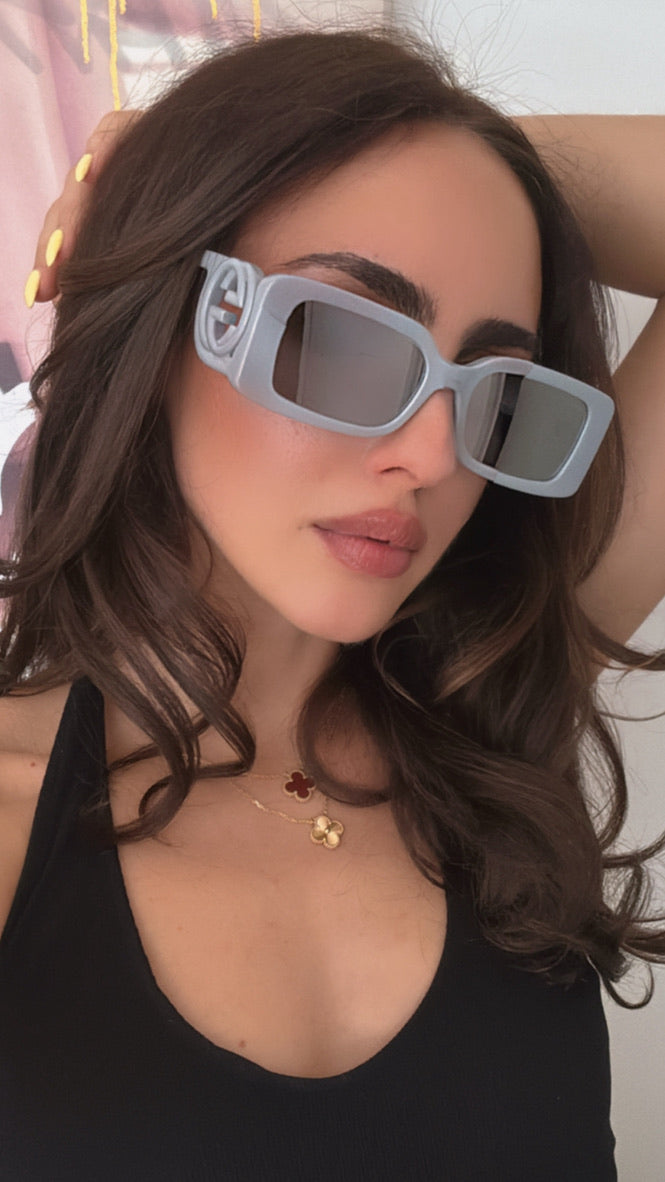 Gucci GG1325S Slim Sunglasses in Silver Mirror