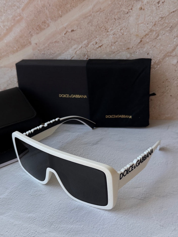 Dolce Gabbana DG6204 Oversized Mask White Sunglasses