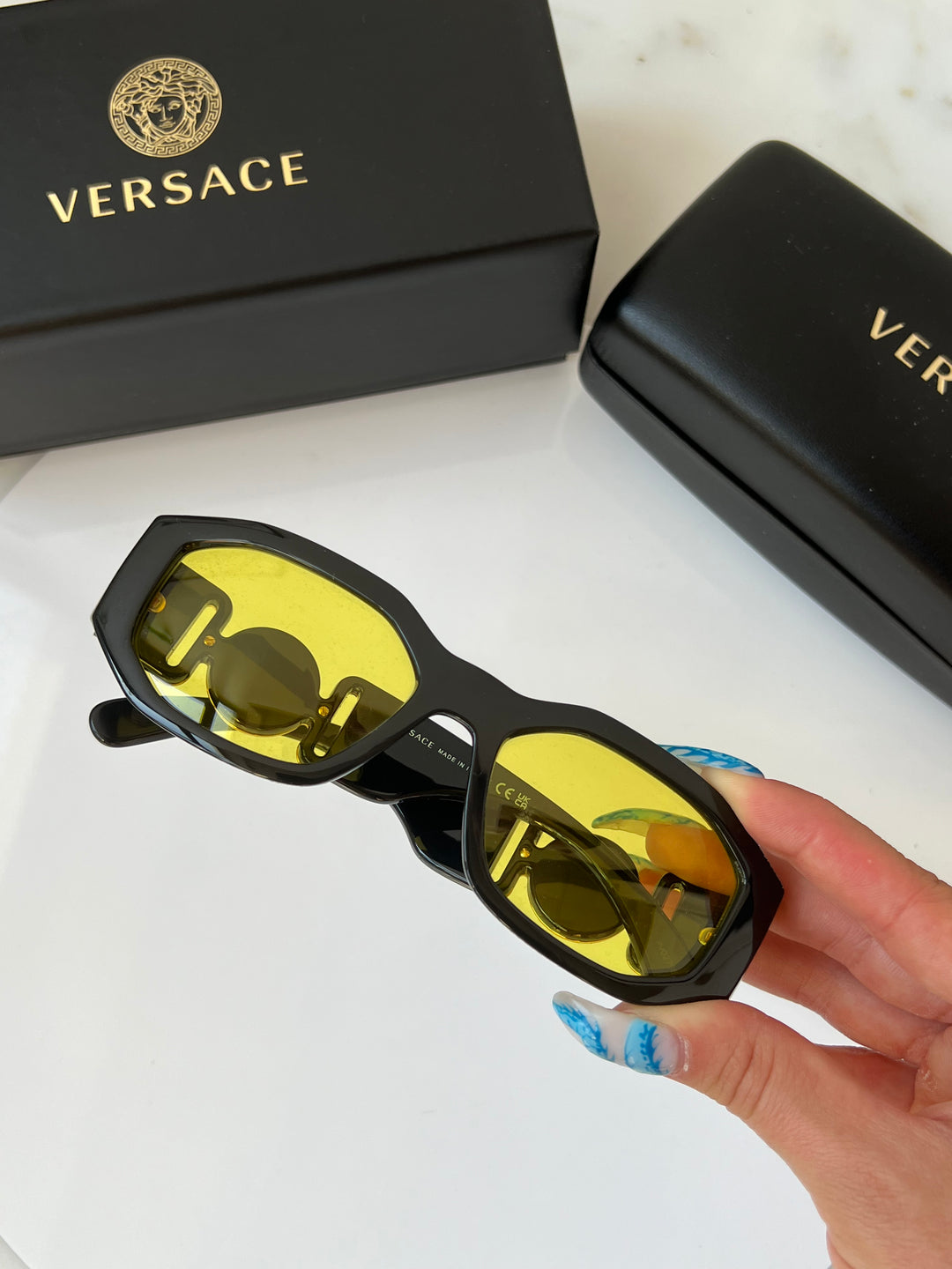Versace VE4361 Biggie Sunglasses in Black Yellow Designer Daydream