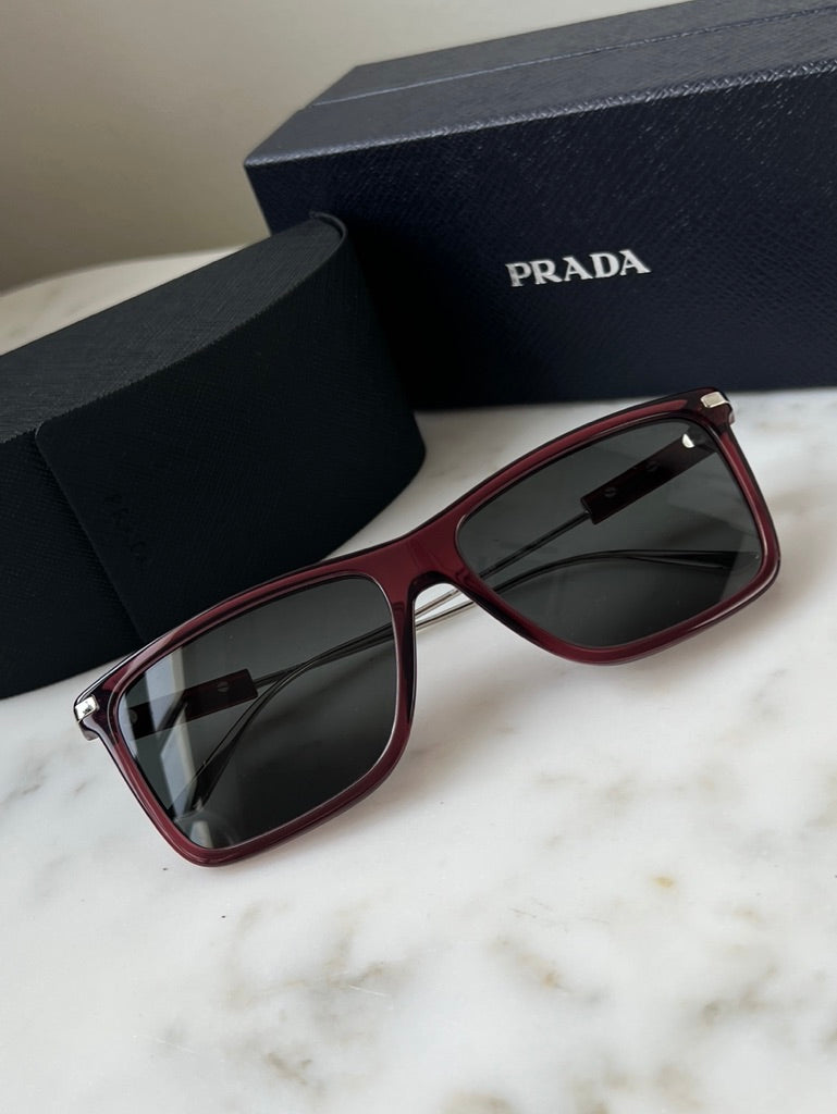 Prada PR01ZS Square Sunglasses in Red Polarized