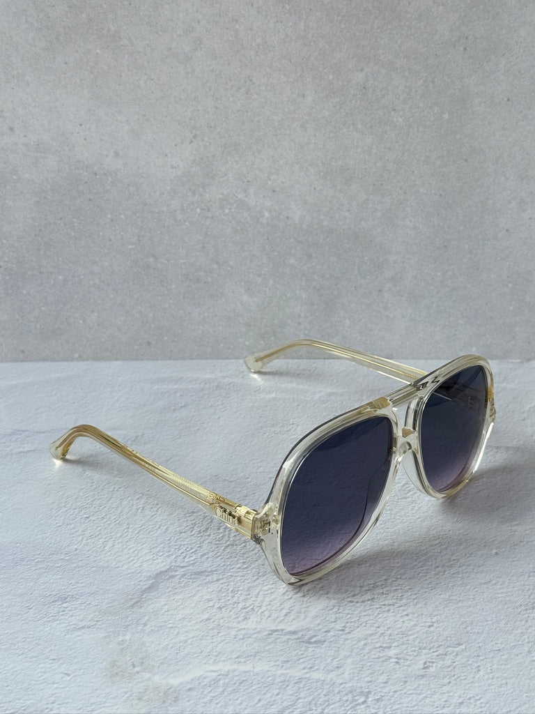 Chloe CH0289S Oversized Pilot Sunglasses in Transparent Yellow
