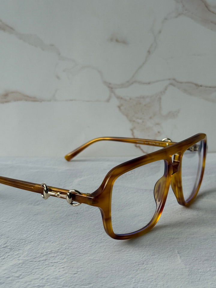 Gucci GG2052S Brown Bluelight Horsebit Aviator Sunglasses