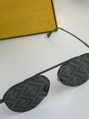 Fendi FE40061U Grey Monogram Mirror FF Aviator Sunglasses