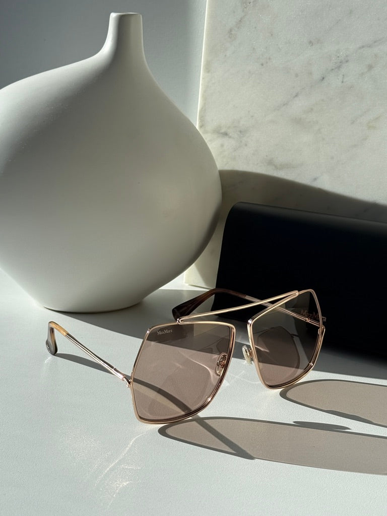 Max Mara MM0006 Elsa Oversized Sunglasses in Rose Gold – Designer