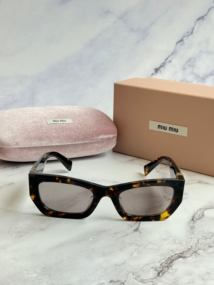 Miu Miu MU09WS Honey Brown Purple Cat Eye Sunglasses