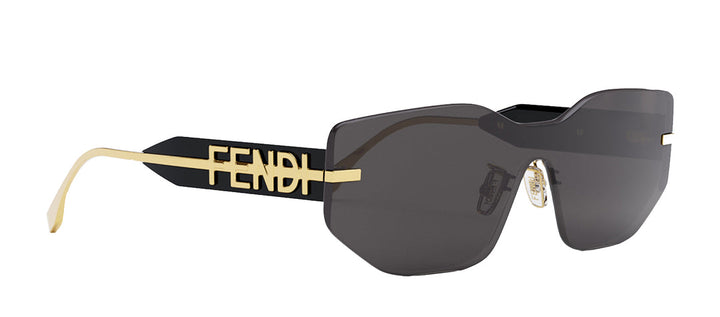 Fendi Fendigraphy black sunglasses with gold FENDI logo bridge and dark lenses