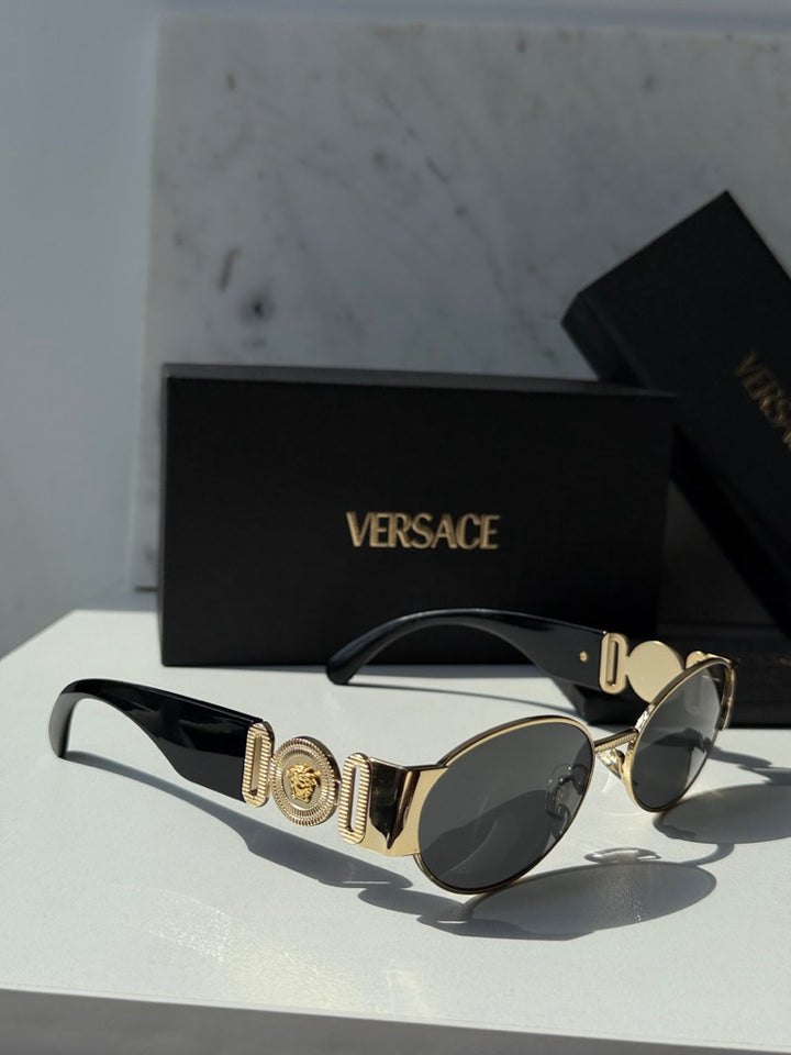 Versace VE2299 Oval Medusa Sunglasses in Gold Grey