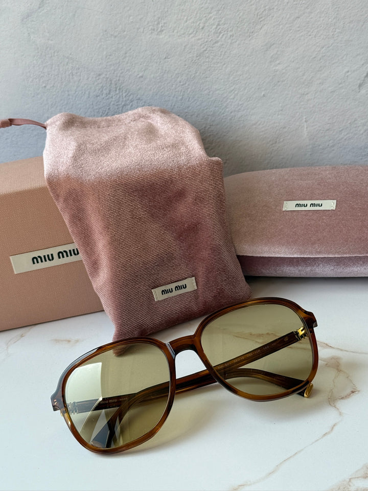 Miu Miu MU B01S Oversized Havana Sunglasses
