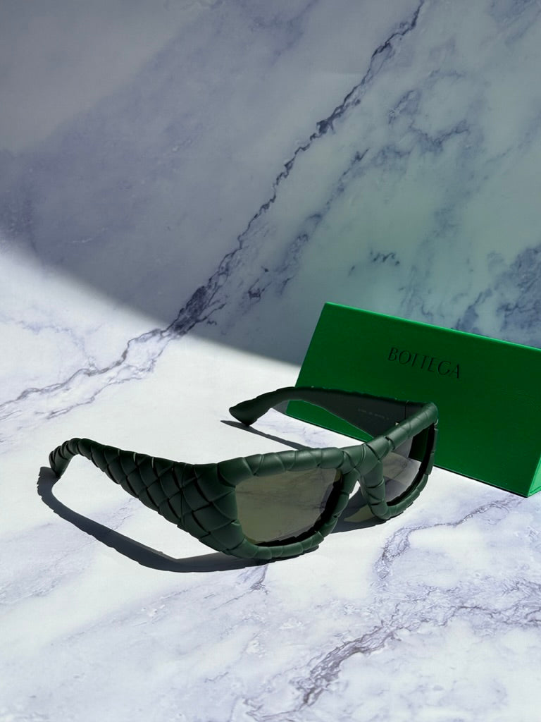 Bottega Veneta BV1303S Braided Sunglasses in Dark Green