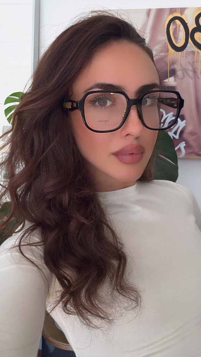 Prada PR B07VD Eyeglasses Frames in Black Havana