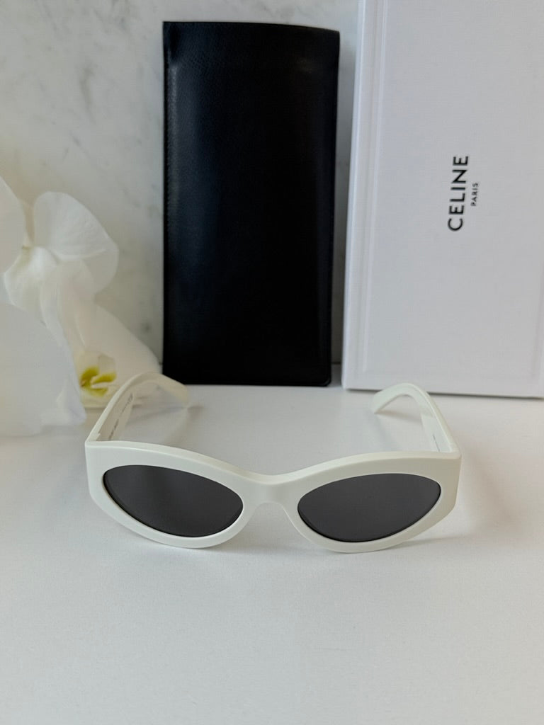 Celine CL40288I Monochroms White Cat Eye Sunglasses – Designer