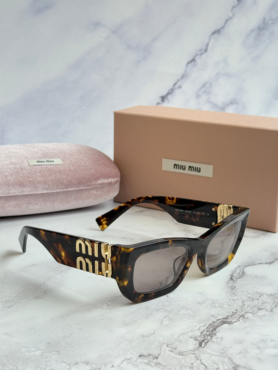 Miu Miu MU09WS Honey Brown Purple Cat Eye Sunglasses