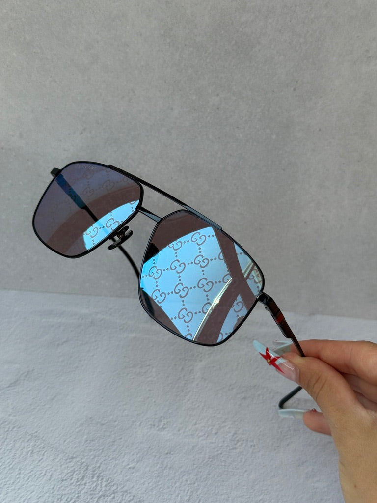 Gucci GG1676S Monogram Mirror Aviator Sunglasses