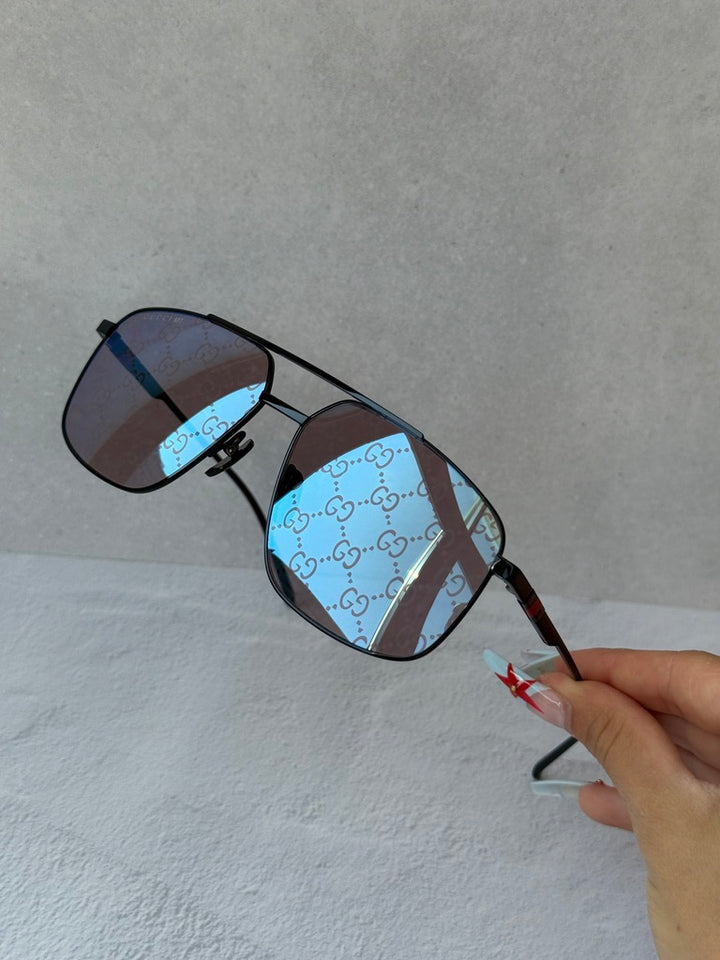 Gucci GG1676S Monogram Mirror Aviator Sunglasses