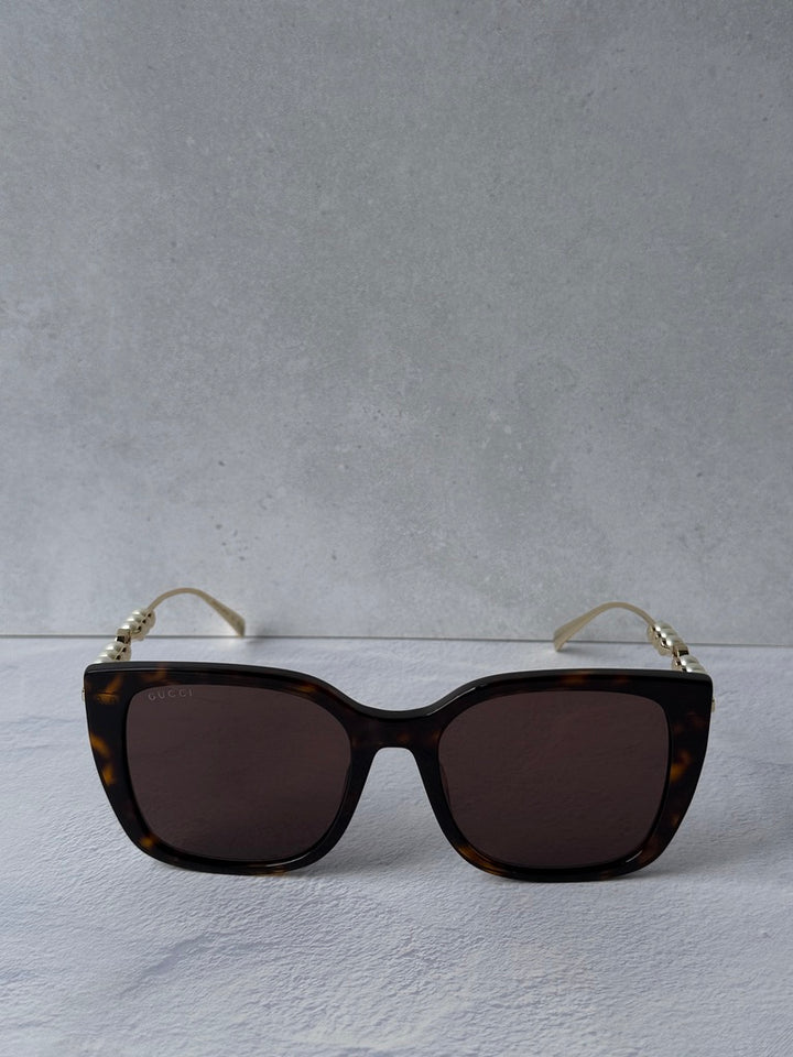 Gucci GG1971SA Square Pearl Sunglasses in Havana Brown