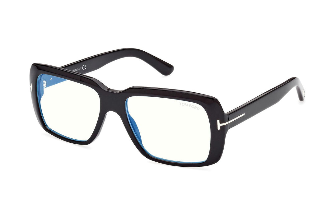 Tom Ford black blue-light glasses, blue-tinted lenses, full-rim rectangular frame