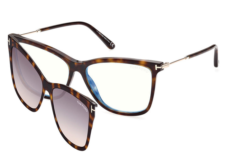 Tom Ford FT5824-B Clip On Cat Eye Sunglasses in Brown