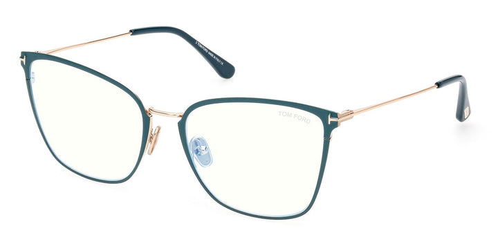 Tom Ford FT5839-B Turquoise Squared Cat Eye Bluelight Frames