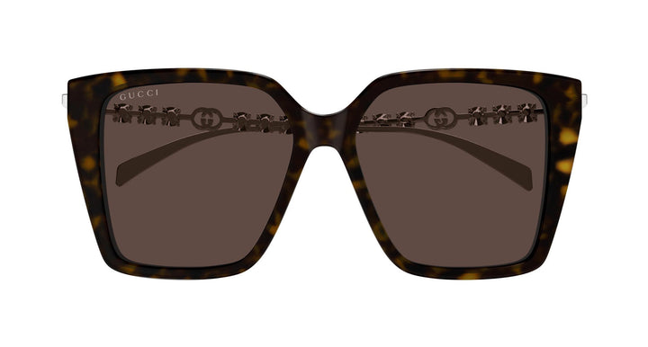 Gucci GG1967S Squared Cat Eye Crystal Sunglasses in Dark Havana