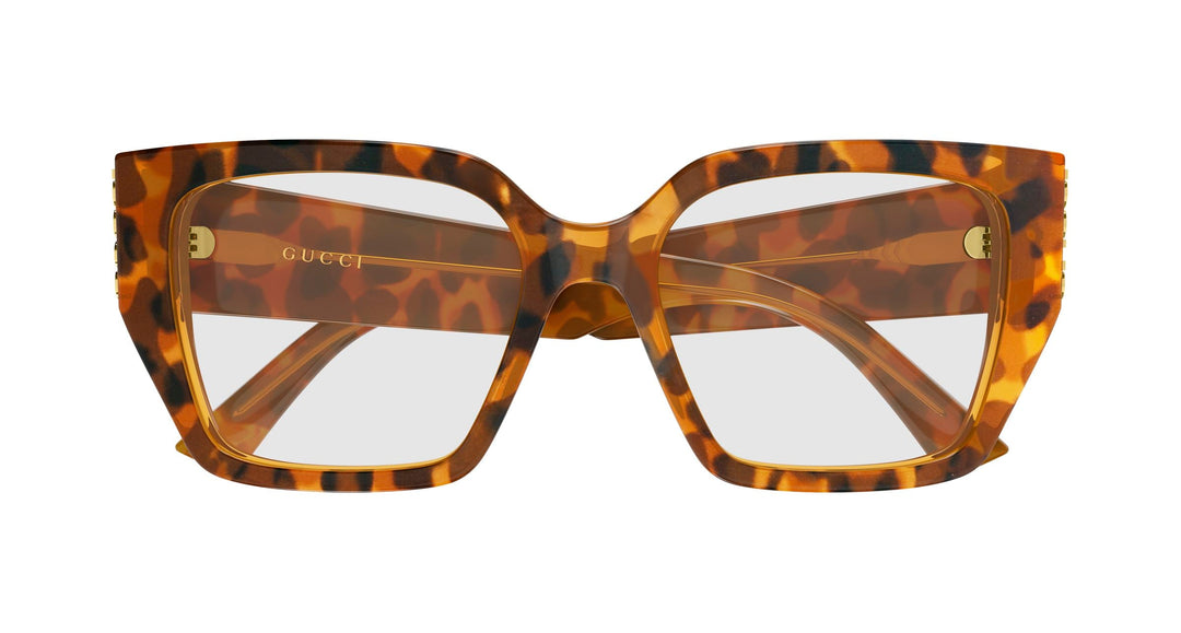 Gucci tortoiseshell square-frame sunglasses, front view, tinted lenses
