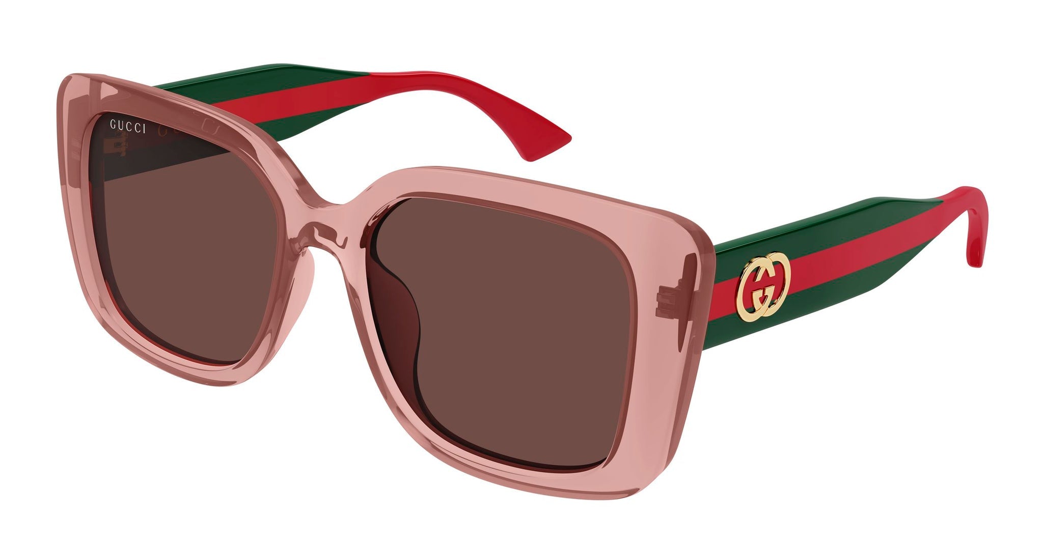 Gucci GG2118SA Striped Leg Sunglasses in Transparent Pink