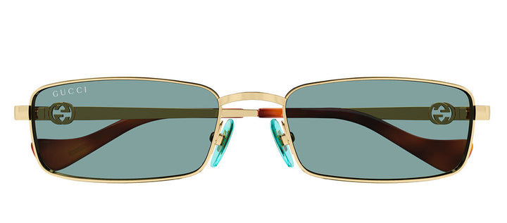 Gucci GG1600S Gold Blue Metal Rectangular Sunglasses