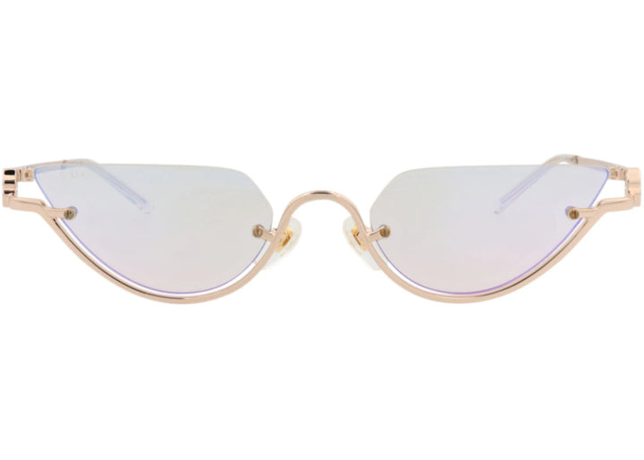 Gucci GG1603S Half Rim Sunglasses in Gold Pink Mirror