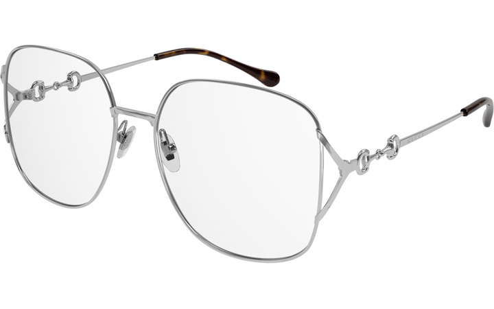 Gucci GG1019O Silver Oversized Horsebit Eyeglasses Frames