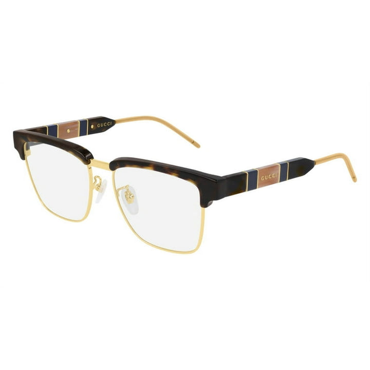 Gucci GG0605O gold and dark tortoiseshell unisex eyeglass frames with rectangular lenses
