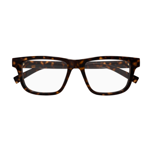 Gucci rectangular unisex eyeglass frames, Havana brown tortoise pattern, front view