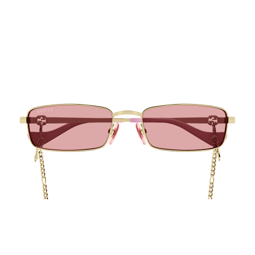 Gucci GG1600S Gold Pink Chain Rectangular Sunglasses