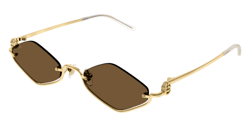 Gucci GG1604S Half Rim Sunglasses in Gold Brown