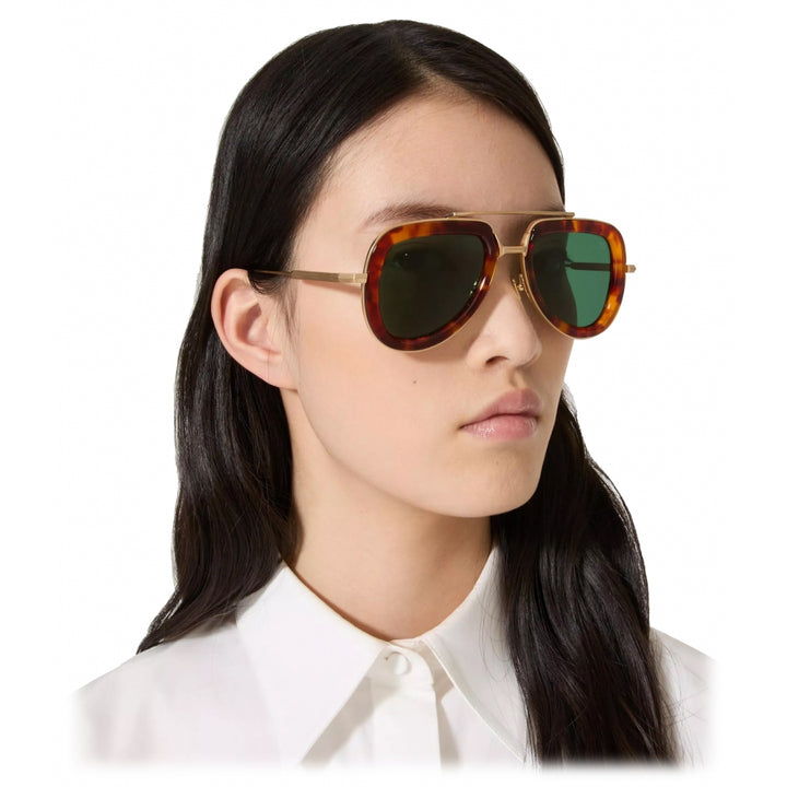 Valentino V-Lstory Brown Aviator Sunglasses