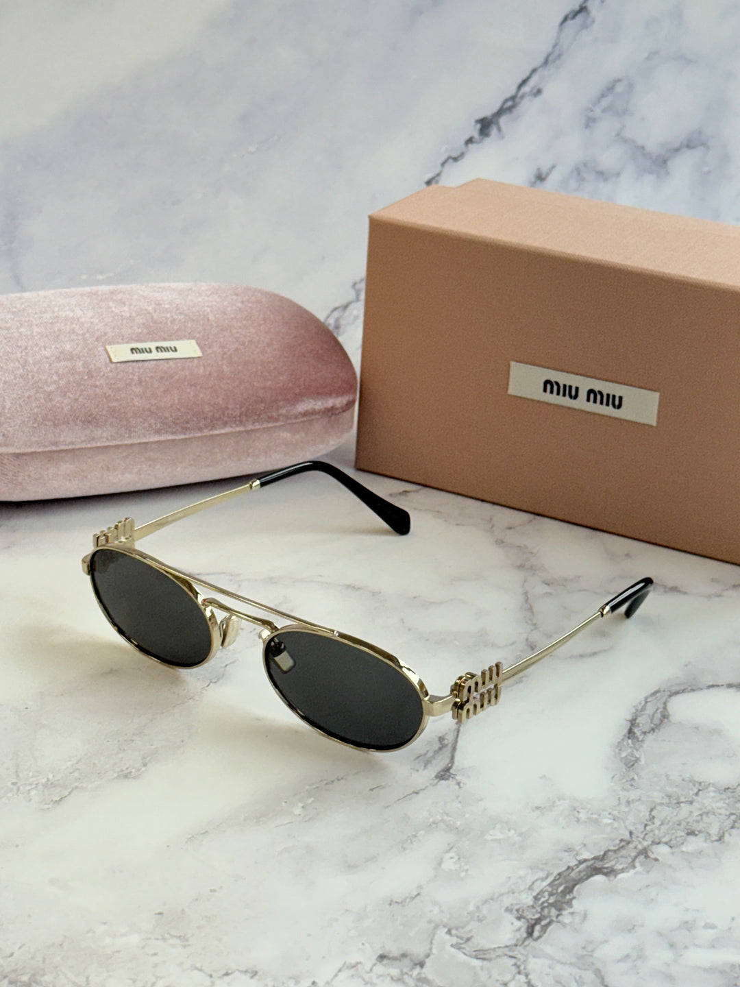 Miu Miu MU54ZS Sunglasses in Gold Grey