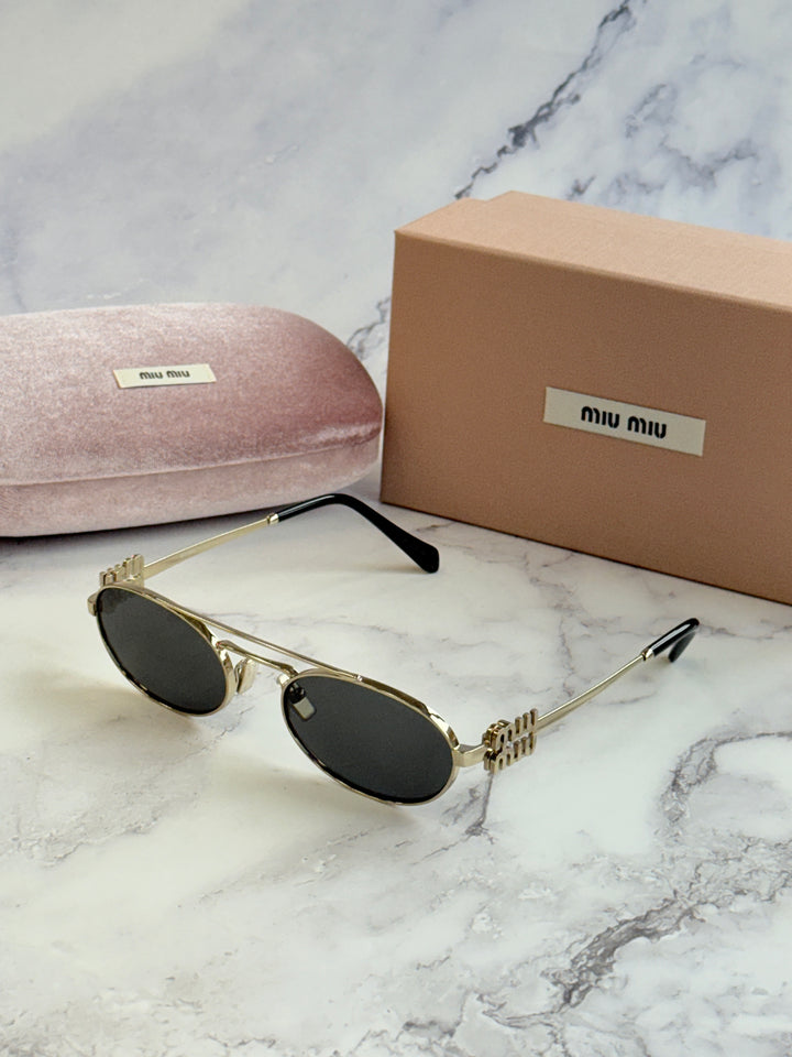 Miu Miu MU54ZS Sunglasses in Gold Grey