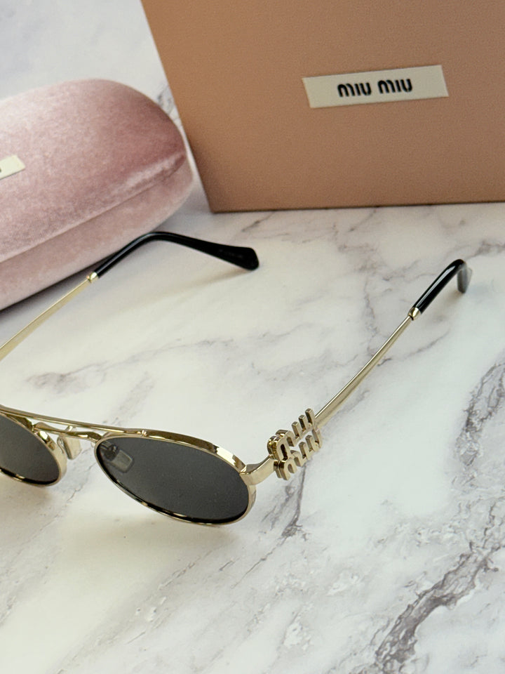 Miu Miu MU54ZS Sunglasses in Gold Grey