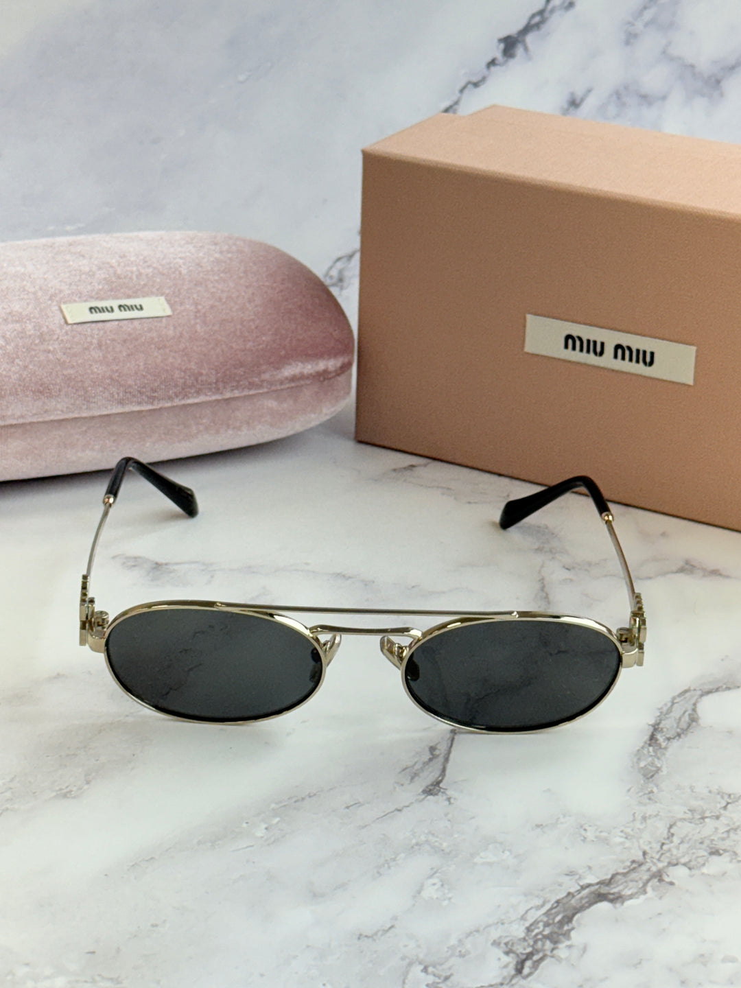 Miu Miu MU54ZS Sunglasses in Gold Grey