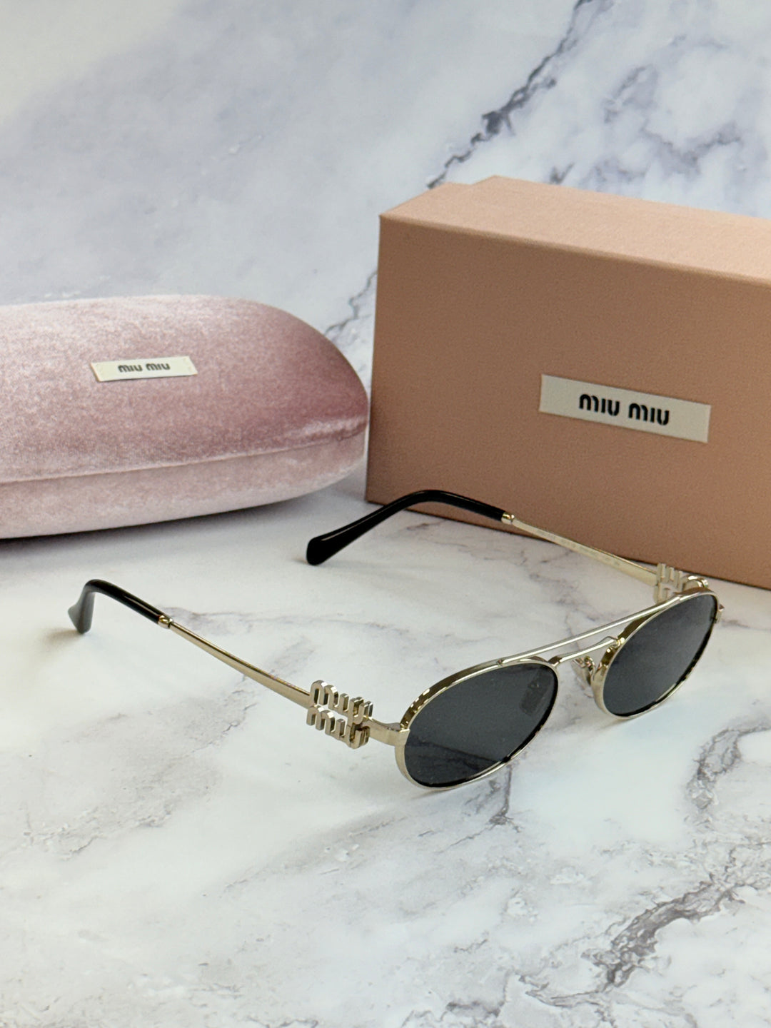 Miu Miu MU54ZS Sunglasses in Gold Grey