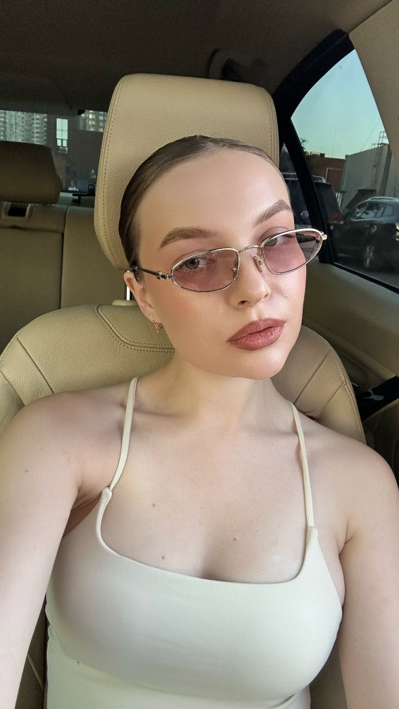 Miu Miu MU A52S Gold Pink Metal Sunglasses