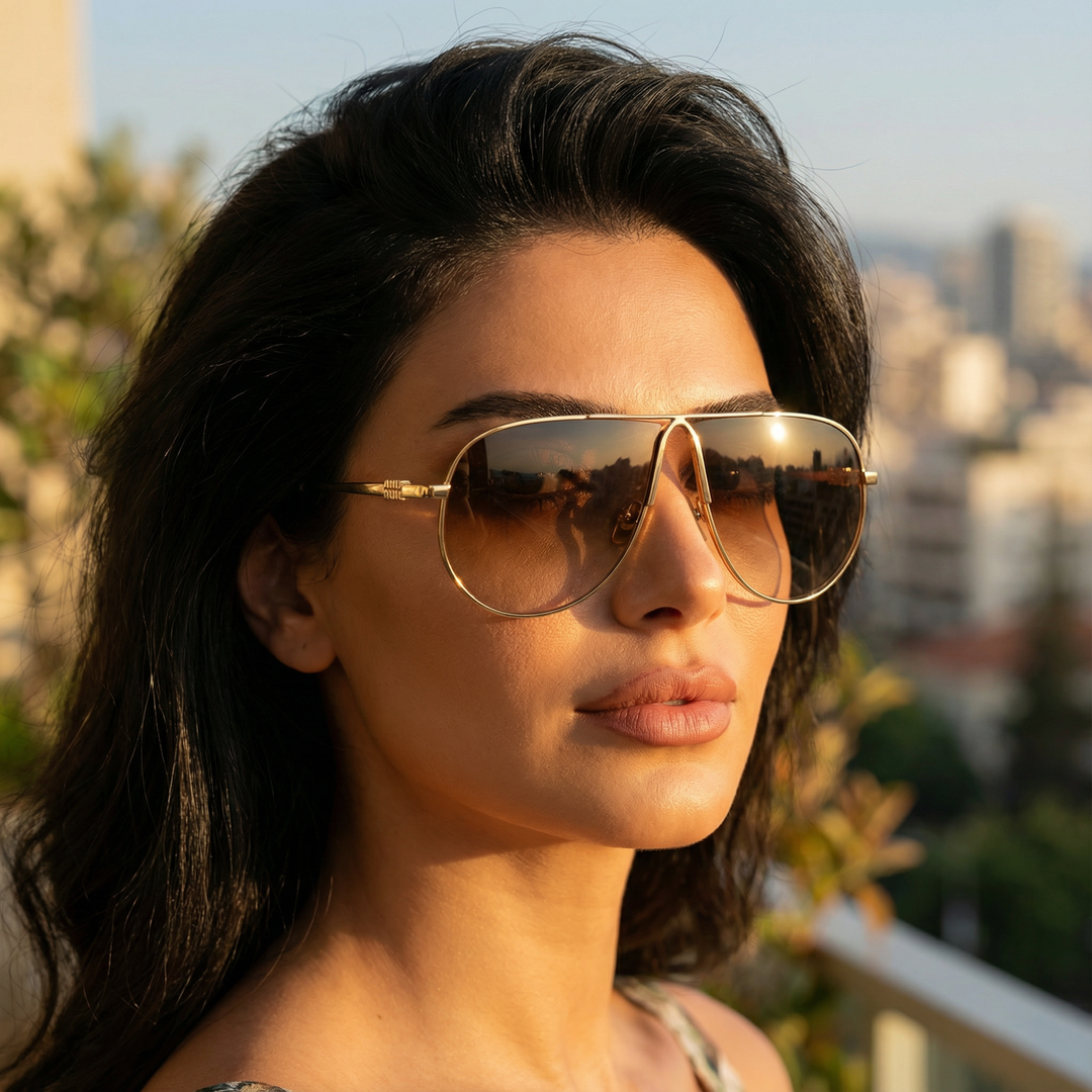 Miu Miu MU A56S Gold Grey Aviator Sunglasses