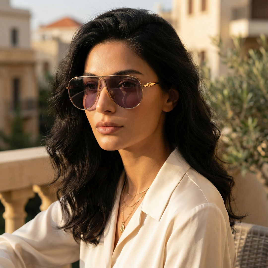 Miu Miu MU A56S Gold Grey Aviator Sunglasses