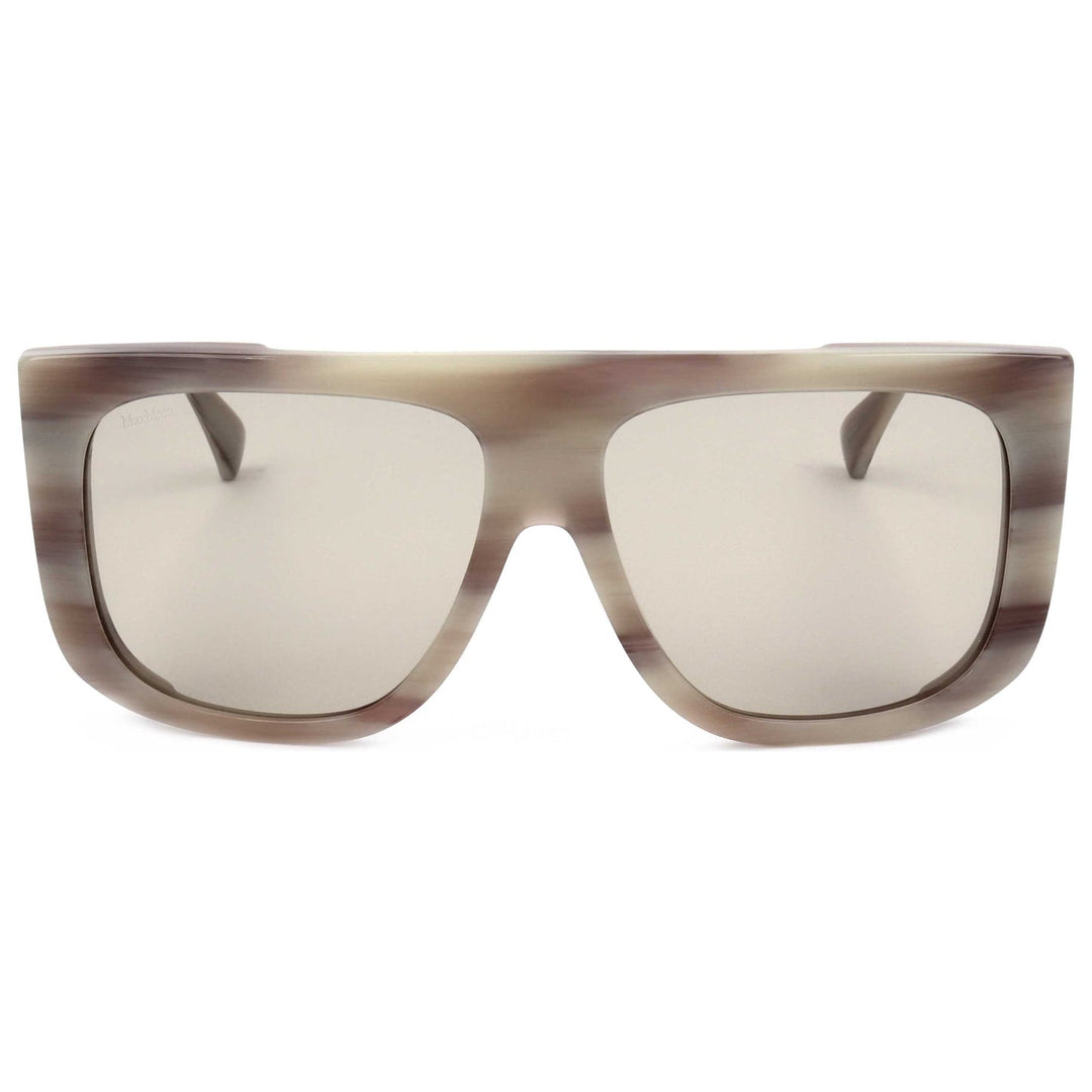 Max Mara oversized beige horn sunglasses with square frames and tinted lenses